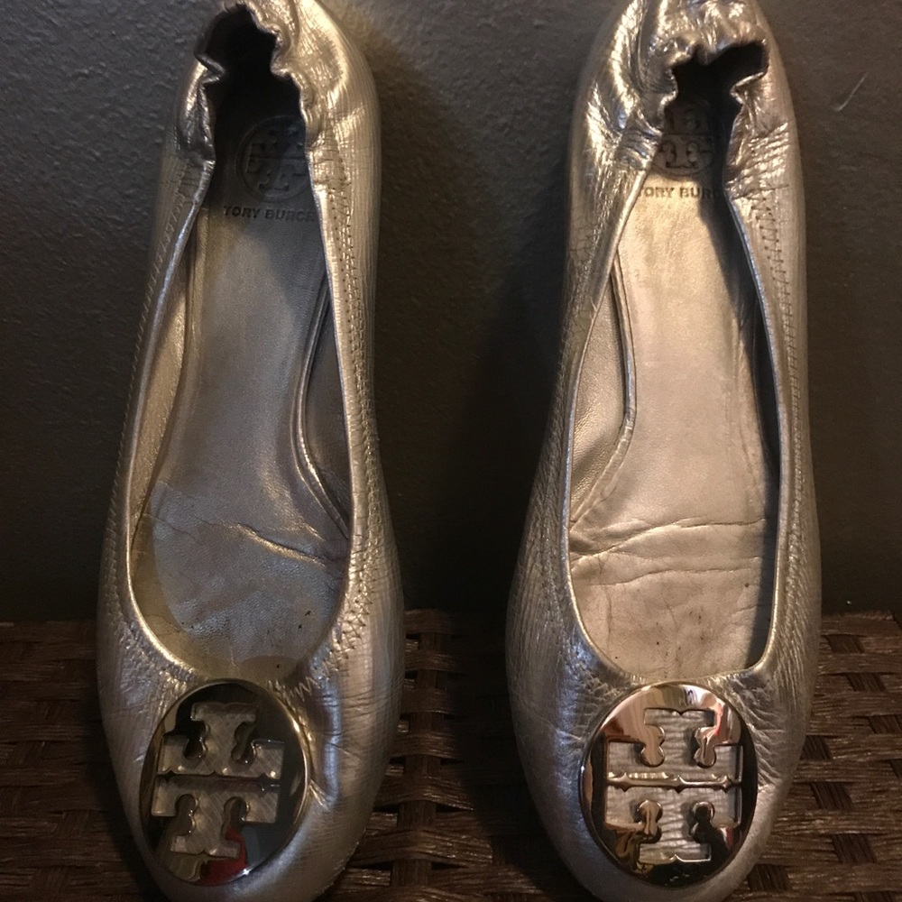 Tory Burch silver flats